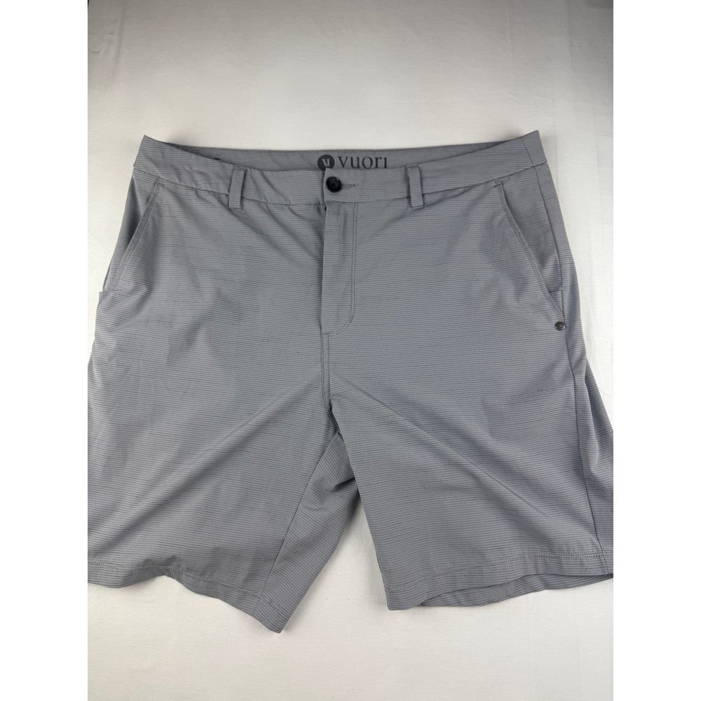 Vuori Aim Shorts 34 Grey Micro Stripe Performance Chino V399
